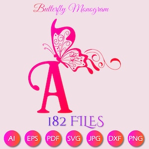 Butterfly Monogram Font | Butterfly Svg | Butterfly Svg Bundle | Butterfly Alphabet Monogram Svg | Cut Files for Cricut