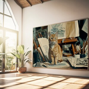 Cat Art Print, Cat Print, Cat Wall Art, Cat Wall Decor, Cat Wall Painting, Cat Print Wallpaper, Cat Portrait, Artistic Wall Painting zdjęcie 4
