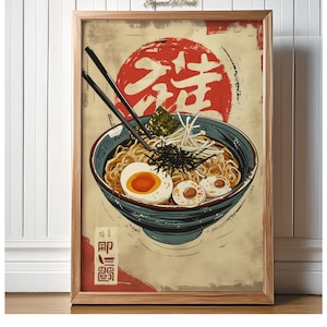 Ramen Poster, Japanese Poster, Ramen Wall Art, Japanese Print, Food Poster, Cafe Wall Art, Japanese Painting Wall Art, Cafe Wall Decor