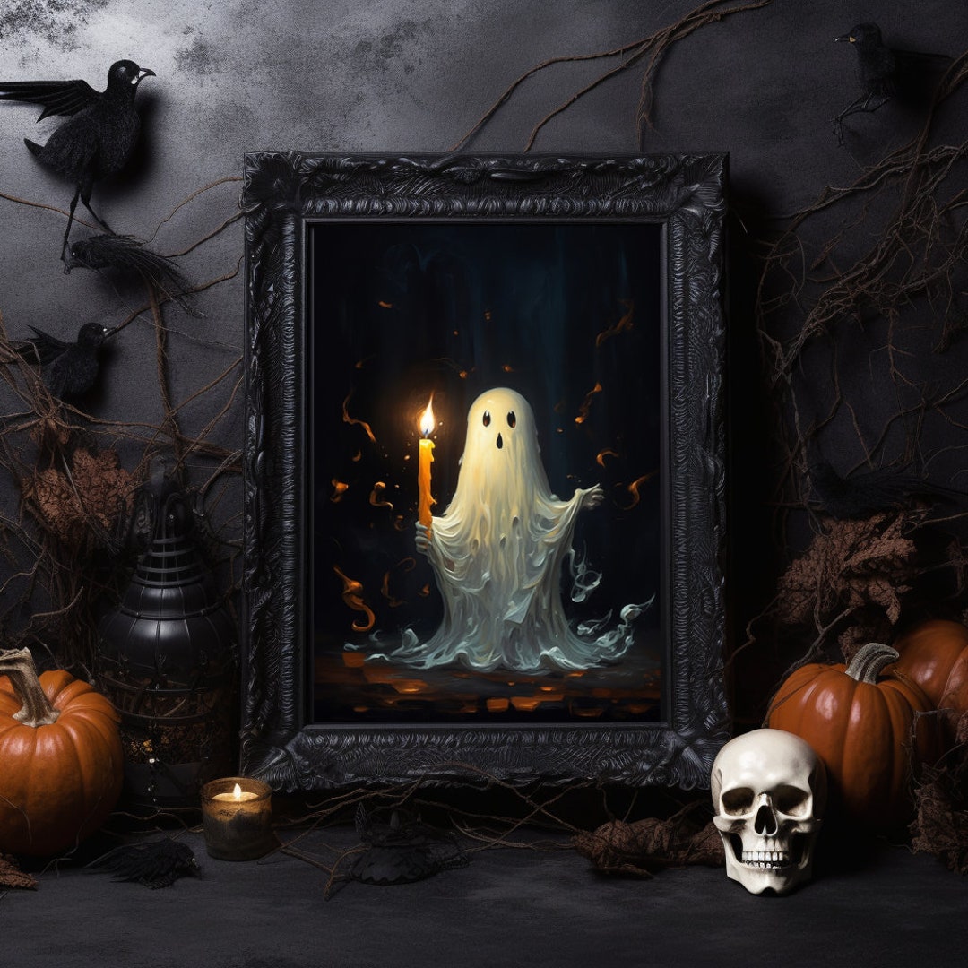 Ghost Candle Print Spooky Wall Art Haunting Home Decor Eerie Specter