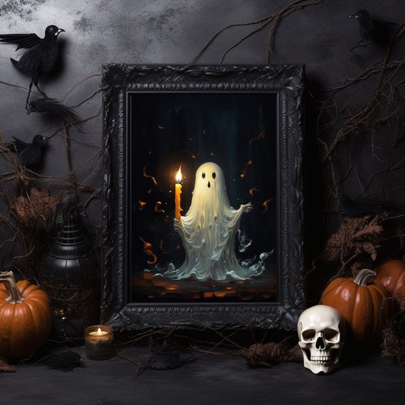 Ghost Candle Print | Spooky Wall Art | Haunting Home Decor | Eerie Specter Poster | Halloween Decor | Ghost Candle  Digital Print