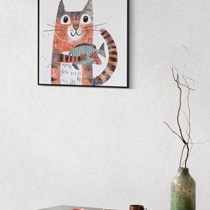 Cat Art Print, Cat Print, Cat Wall Art, Cat Wall Decor, Cat Wall Painting, Cat Print Wallpaper, Cat Portrait, Artistic Wall Painting immagine 7