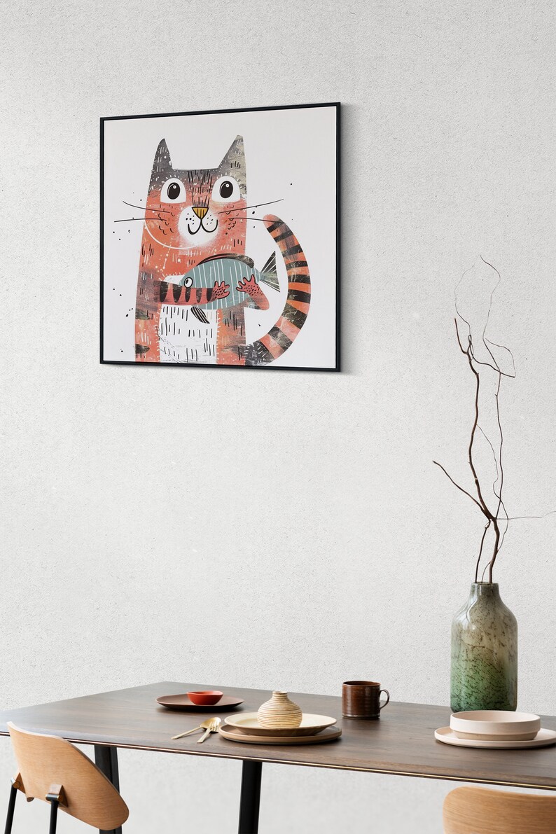 Cat Art Print, Cat Print, Cat Wall Art, Cat Wall Decor, Cat Wall Painting, Cat Print Wallpaper, Cat Portrait, Artistic Wall Painting immagine 7