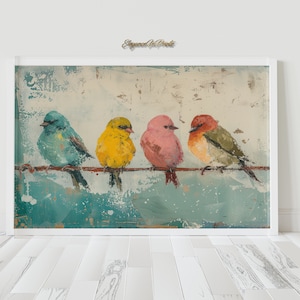 Birds on a Wire Wall Art, Bird Decor, Vintage Bird Print, Bird Wall Art, Birds on a Wire Wall Art, Bird Painting, Vintage Bird Wall Decor