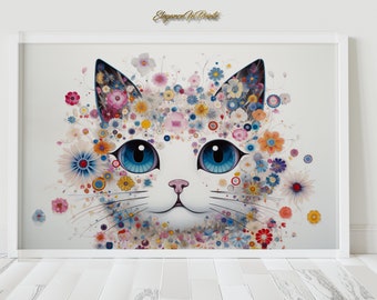 Cat Art Print, Cat Print, Cat Wall Art, Cat Wall Decor, Cat Wall Painting, Cat Print Wallpaper, Cat Portrait, Artistic Wall Painting