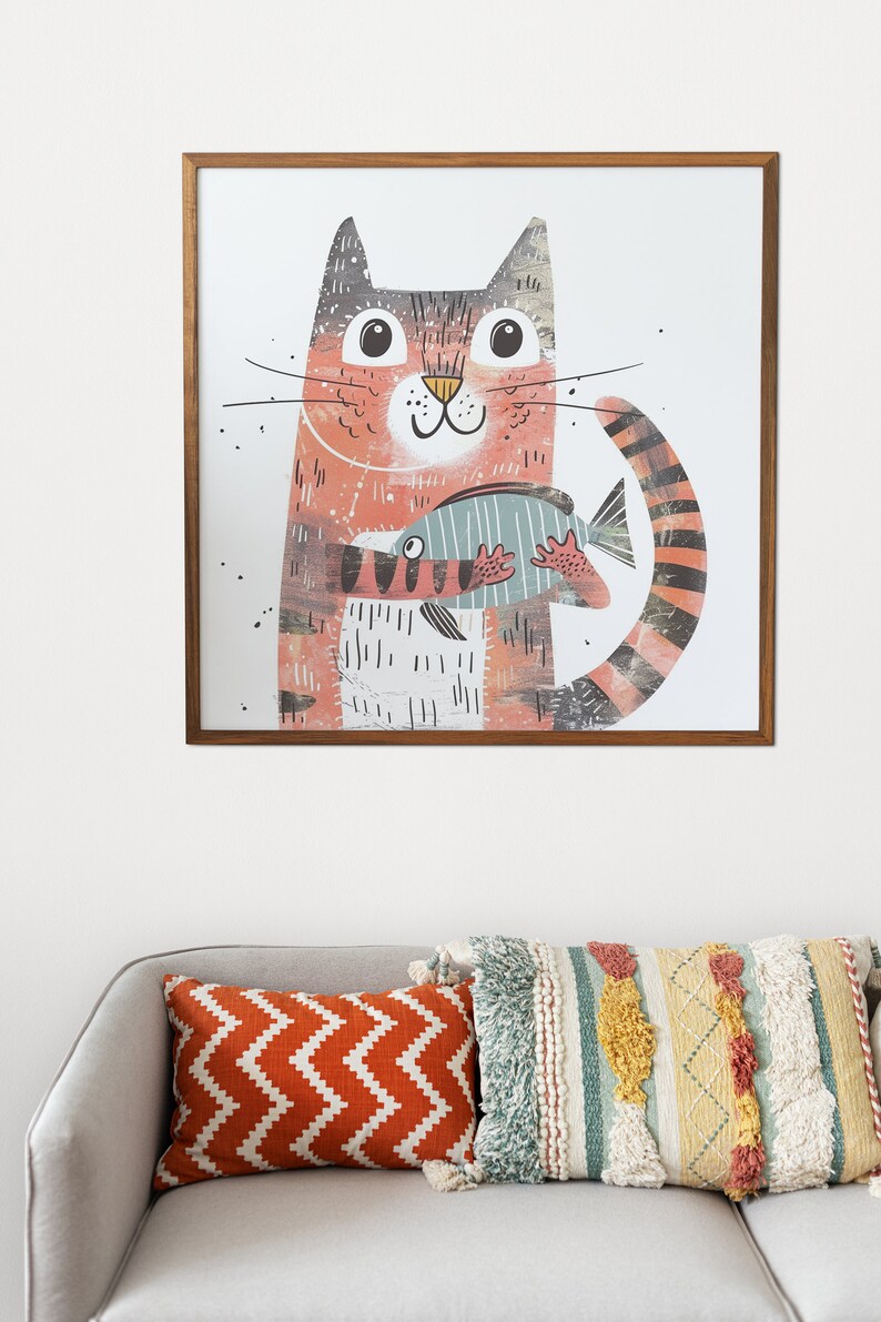 Cat Art Print, Cat Print, Cat Wall Art, Cat Wall Decor, Cat Wall Painting, Cat Print Wallpaper, Cat Portrait, Artistic Wall Painting immagine 8