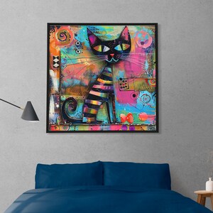 Cat Art Print, Cat Print, Cat Wall Art, Cat Wall Decor, Cat Wall Painting, Cat Print Wallpaper, Cat Portrait, Artistic Wall Painting zdjęcie 9