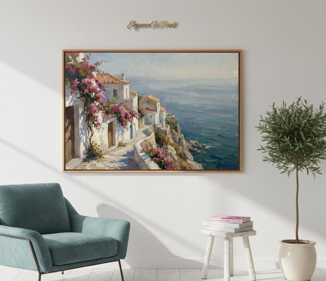 Mediterranean Wall Art Print, Coastal Greece Italy Landscape, Summer ...