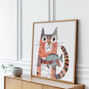 Cat Art Print, Cat Print, Cat Wall Art, Cat Wall Decor, Cat Wall Painting, Cat Print Wallpaper, Cat Portrait, Artistic Wall Painting immagine 4