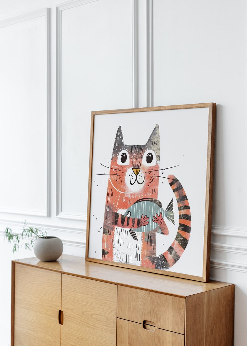 Cat Art Print, Cat Print, Cat Wall Art, Cat Wall Decor, Cat Wall Painting, Cat Print Wallpaper, Cat Portrait, Artistic Wall Painting immagine 4