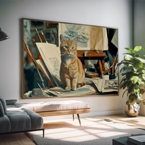 Cat Art Print, Cat Print, Cat Wall Art, Cat Wall Decor, Cat Wall Painting, Cat Print Wallpaper, Cat Portrait, Artistic Wall Painting zdjęcie 2