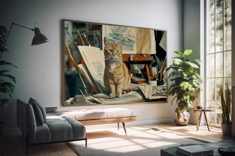 Cat Art Print, Cat Print, Cat Wall Art, Cat Wall Decor, Cat Wall Painting, Cat Print Wallpaper, Cat Portrait, Artistic Wall Painting immagine 2