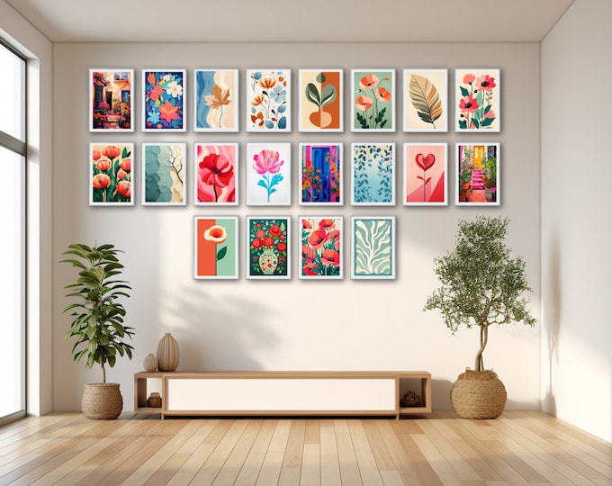 Colorful Gallery Wall Set of 20, Eclectic Wall Art, Vibrant Wall Art ...