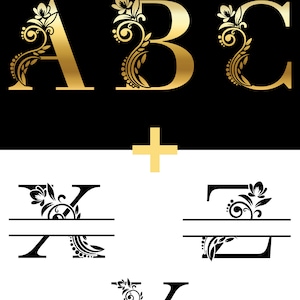 Florales Split-Monogramm | Blumenmonogramm-Schriftart | Blumensvg | Florales SVG-Bundle | Florales Alphabet Monogramm Svg | Schneiden Sie Dateien für Cricut