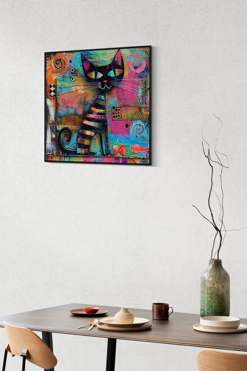 Cat Art Print, Cat Print, Cat Wall Art, Cat Wall Decor, Cat Wall Painting, Cat Print Wallpaper, Cat Portrait, Artistic Wall Painting zdjęcie 6