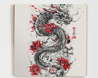 Dragon Painting, Dragon Wall Art, Chinese Dragon Painting, Japan Dragon Painting, Dragon Prints, Japanese Dragon Paintings, Dragon Art