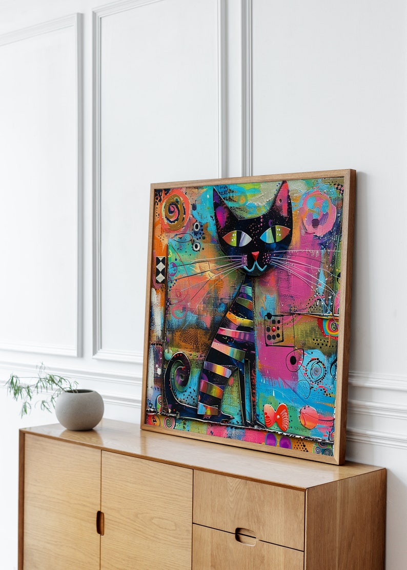 Cat Art Print, Cat Print, Cat Wall Art, Cat Wall Decor, Cat Wall Painting, Cat Print Wallpaper, Cat Portrait, Artistic Wall Painting zdjęcie 4