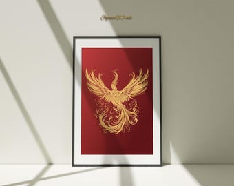 Phoenix Wall Art, Phoenix Bird Wall Art, Magical Creature Print, Phoenix Artwork, Majestic Phoenix Wall Decor, Phoenix Poster, Phoenix Decor
