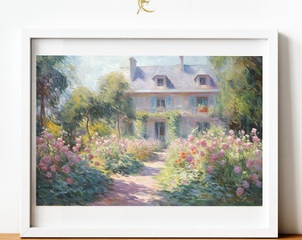 Rose Garden Paint | Rose Garden Painting | Vintage Cottage Oil Paint | Cottage Wall Art Paint | Cottage Wall Paint | Cottage Wall Art Decor