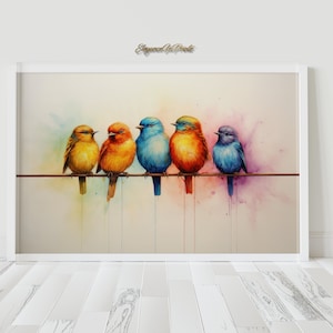 Birds on a Wire Wall Art, Bird Decor, Vintage Bird Print, Bird Wall Art, Birds on a Wire Wall Art, Bird Painting, Vintage Bird Wall Decor