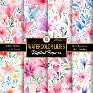 Floral Wrapping Paper, Floral Patterns, Flower Pattern,  Digital Scrap Paper, Digital Paper Bundle, Scrapbooking Paper