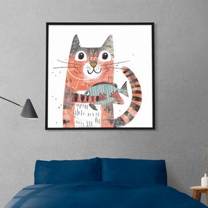 Cat Art Print, Cat Print, Cat Wall Art, Cat Wall Decor, Cat Wall Painting, Cat Print Wallpaper, Cat Portrait, Artistic Wall Painting immagine 9