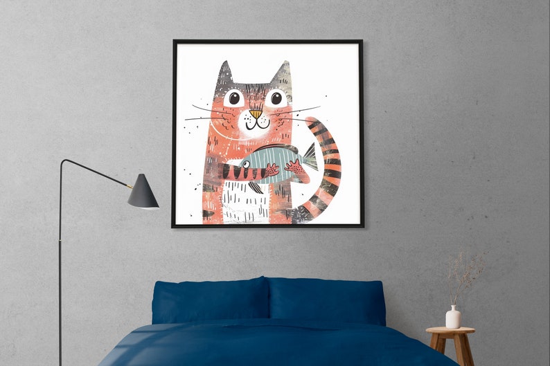 Cat Art Print, Cat Print, Cat Wall Art, Cat Wall Decor, Cat Wall Painting, Cat Print Wallpaper, Cat Portrait, Artistic Wall Painting immagine 9