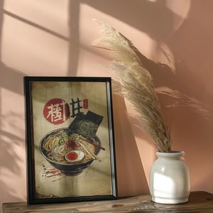 Ramen-affisch, japansk affisch, ramen-väggkonst, japanskt tryck, mataffisch, caféväggkonst, japansk målningsväggkonst, caféväggdekor bild 7