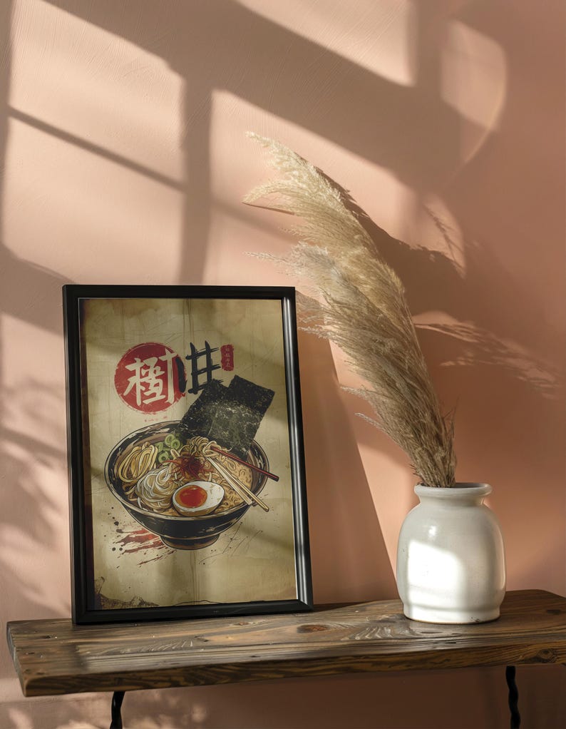 Ramen-affisch, japansk affisch, ramen-väggkonst, japanskt tryck, mataffisch, caféväggkonst, japansk målningsväggkonst, caféväggdekor bild 7
