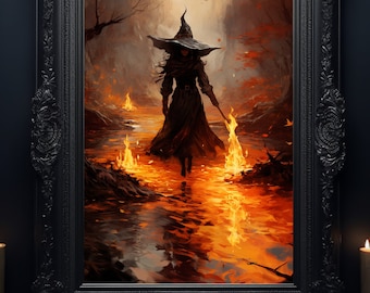 Witch In The Creek Painting | Witch Decor | Witch Poster | Witch Poster Print | Witch Wall Art | Witch Decor | Witch Art Print | Witch Art
