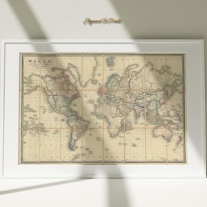 World map print, Digital world map, Download World Map with countries, Large Dorm Decor Wall, Guest book alternative, Poster travel,Trip map