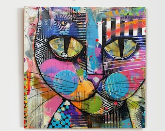 Cat Art Print, Cat Print, Cat Wall Art, Cat Wall Decor, Cat Wall Painting, Cat Print Wallpaper, Cat Portrait, Artistieke Muurschildering