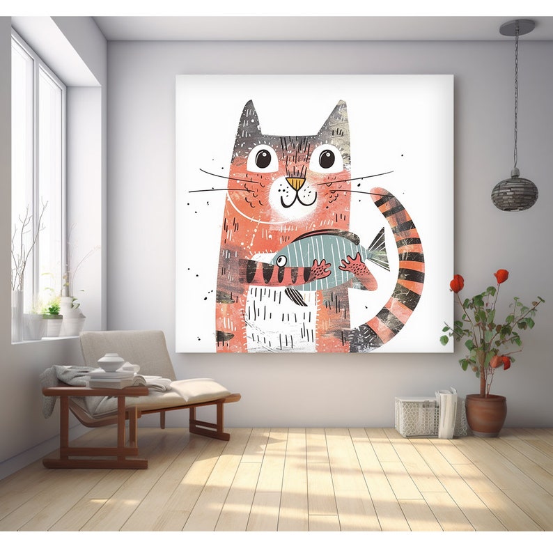 Cat Art Print, Cat Print, Cat Wall Art, Cat Wall Decor, Cat Wall Painting, Cat Print Wallpaper, Cat Portrait, Artistic Wall Painting immagine 3