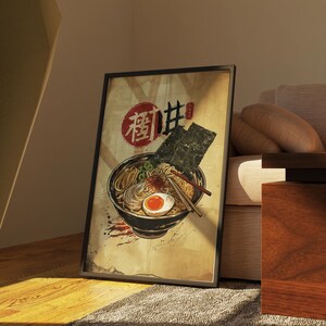 Ramen-affisch, japansk affisch, ramen-väggkonst, japanskt tryck, mataffisch, caféväggkonst, japansk målningsväggkonst, caféväggdekor bild 8