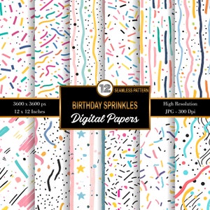 Geburtstags-Digitalpapier, Geburtstags-Musterpapier, Geburtstags-Scrapbook-Papier, Digitaldruckpapier, Geburtstagsmuster, Happy Birthday-Muster