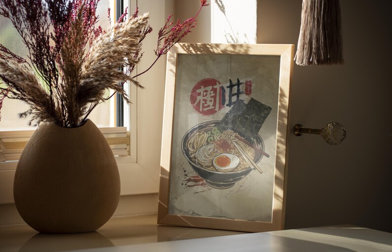 Ramen-affisch, japansk affisch, ramen-väggkonst, japanskt tryck, mataffisch, caféväggkonst, japansk målningsväggkonst, caféväggdekor bild 4