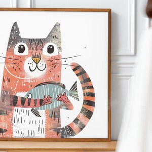 Cat Art Print, Cat Print, Cat Wall Art, Cat Wall Decor, Cat Wall Painting, Cat Print Wallpaper, Cat Portrait, Artistic Wall Painting immagine 6