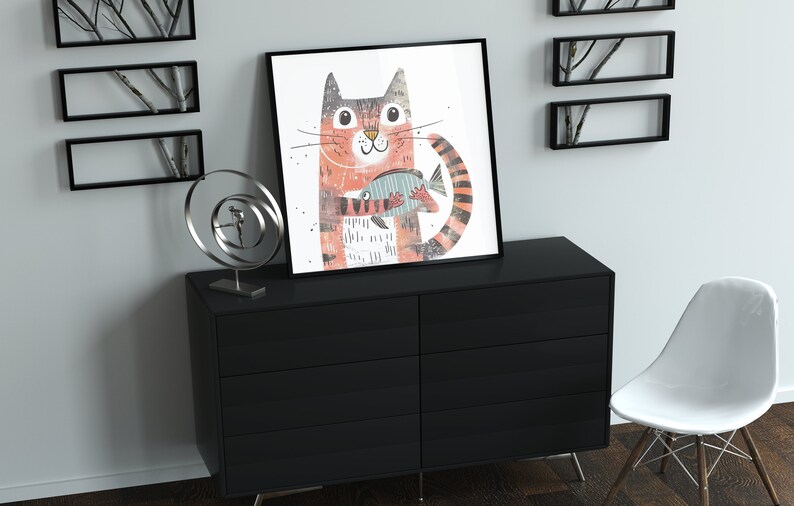 Cat Art Print, Cat Print, Cat Wall Art, Cat Wall Decor, Cat Wall Painting, Cat Print Wallpaper, Cat Portrait, Artistic Wall Painting immagine 2