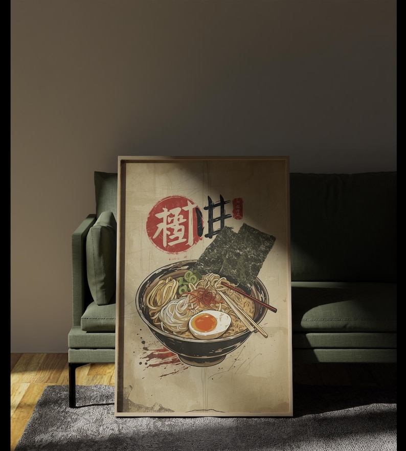 Ramen-affisch, japansk affisch, ramen-väggkonst, japanskt tryck, mataffisch, caféväggkonst, japansk målningsväggkonst, caféväggdekor bild 6