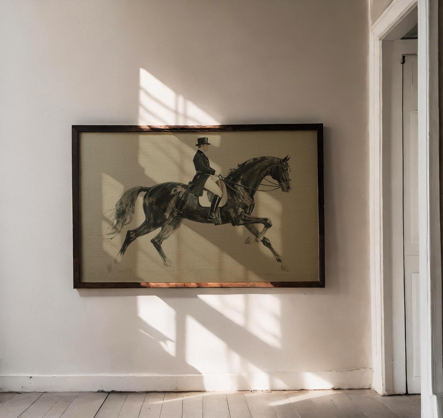 Vintage Equestrian Art Print | Horse Rider Drawing | Classic Dressage ...