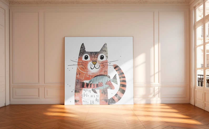 Cat Art Print, Cat Print, Cat Wall Art, Cat Wall Decor, Cat Wall Painting, Cat Print Wallpaper, Cat Portrait, Artistic Wall Painting immagine 5