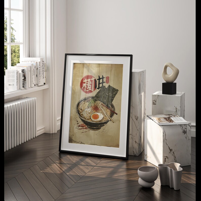 Ramen-affisch, japansk affisch, ramen-väggkonst, japanskt tryck, mataffisch, caféväggkonst, japansk målningsväggkonst, caféväggdekor bild 2