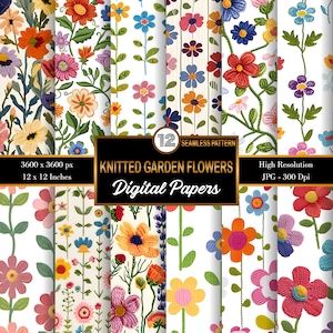 Floral Seamless Patterns, Flower Seamless Pattern, Floral Wrapping Paper, Digital Scrap Paper, Digital Paper Bundle, Scrapbooking Paper