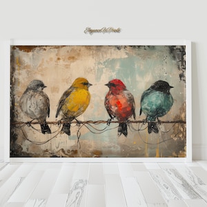 Birds on a Wire Wall Art, Bird Decor, Vintage Bird Print, Bird Wall Art, Birds on a Wire Wall Art, Bird Painting, Vintage Bird Wall Decor