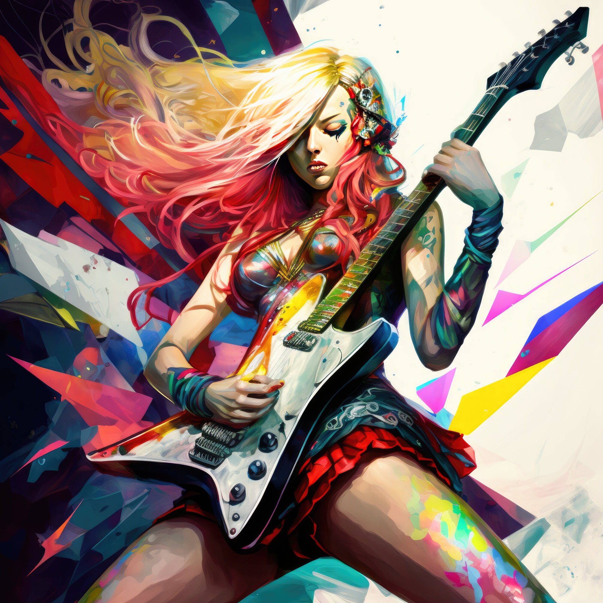 Guitar Girl 01 musical Wall Art Etsy