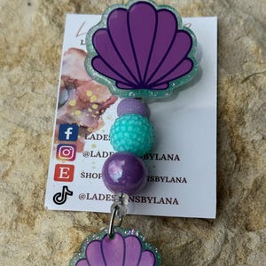 Sea Shell Badge Reel, Sea Shell Badge, Summer Badge Reel, Cute Badge Reel, Bright Badge Reel, Sea Badge Reel, Bright Badge, Cute Sea Shell
