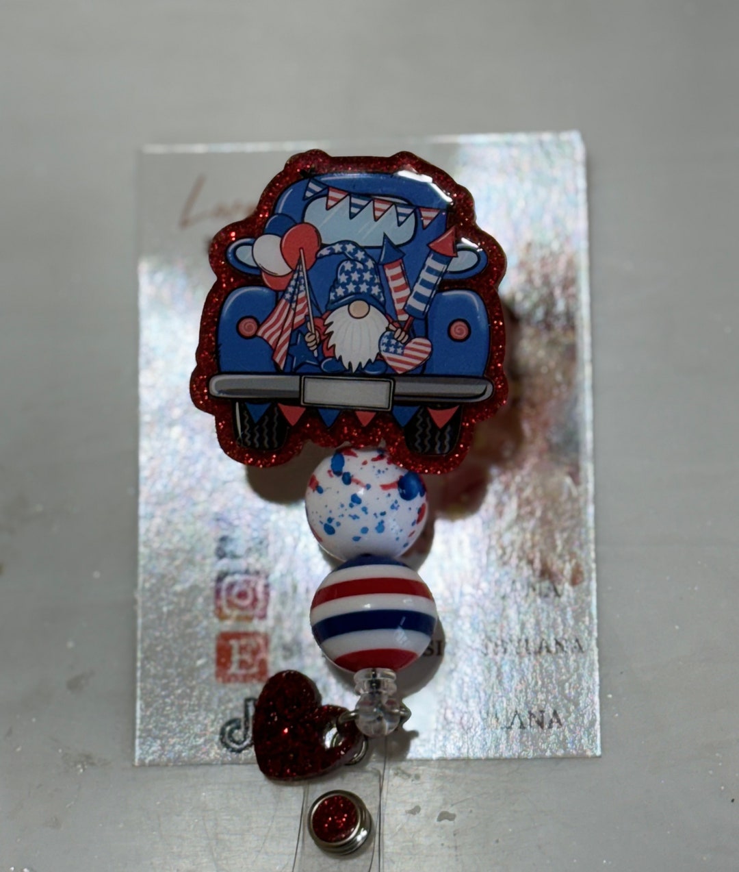 Patriotic Gnome Badge Reel, Patriotic Badge Reel, Military Badge Reel