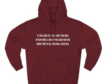 Sudadera con capucha bordada con cita del tío Iroh, Avatar: La leyenda de Aang, cita de la luz y la oscuridad.