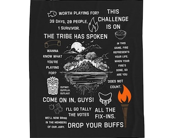 Manta inspirada en el programa de televisión Survivor, manta de felpa de terciopelo, regalo para fanáticos de citas, mercancía acogedora de la serie de televisión, regalo para fanáticos de la competencia de telerrealidad