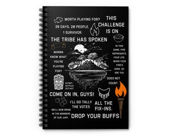 Cuaderno con citas del programa de televisión Survivor. Diseño hecho por fans.